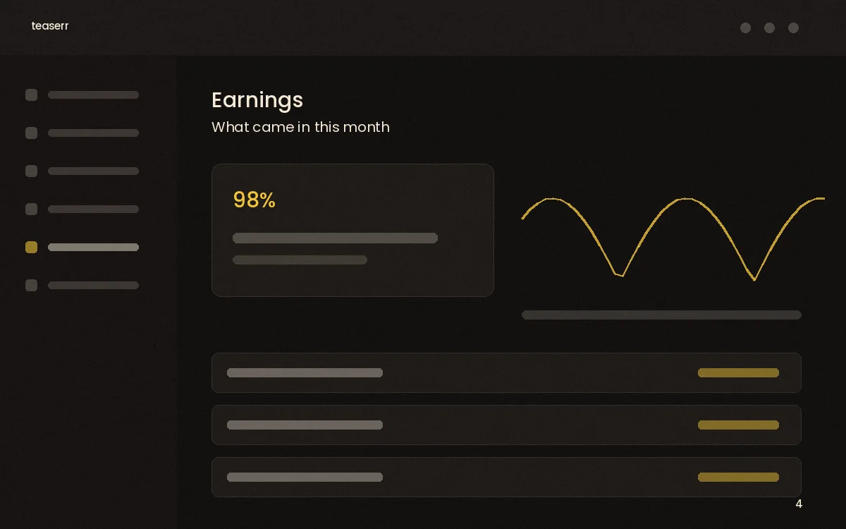 Earnings — what came in this month