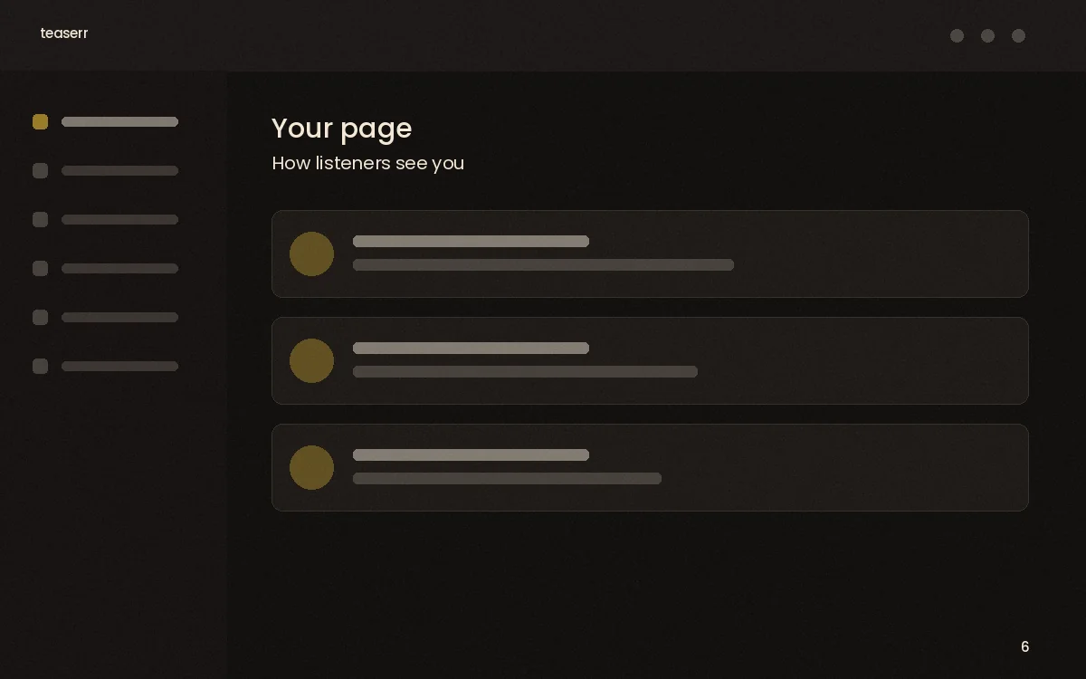 Your page — how listeners see you
